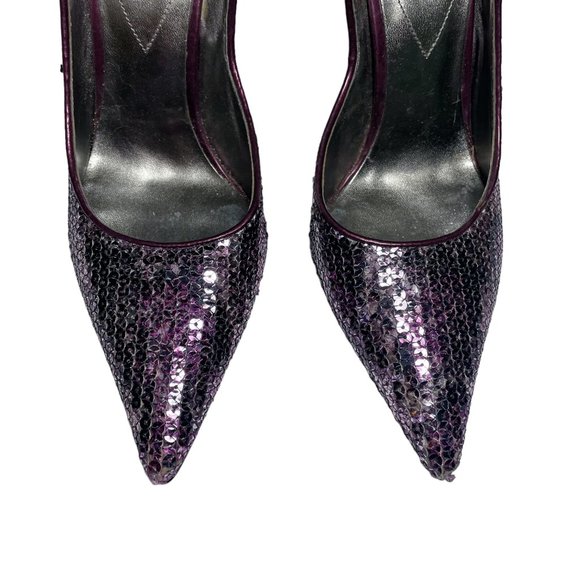Guess Carrie Purple Sequin Metallic Glitter.Pointed Toe High Heel Stiletto Shoes - Picture 3 of 13
